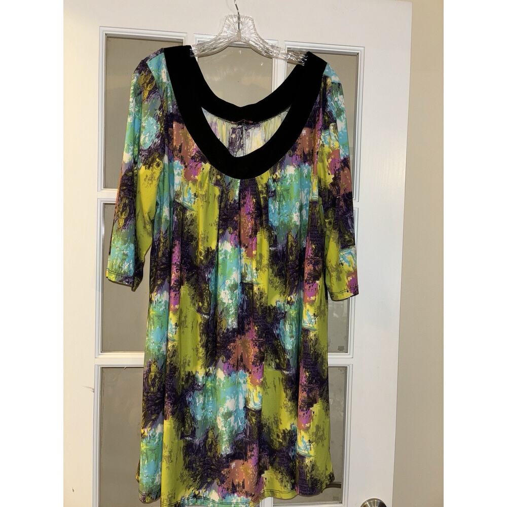 Fashion Love watercolor multicolor blouse 3/4 sleeve unique 2XL boutique